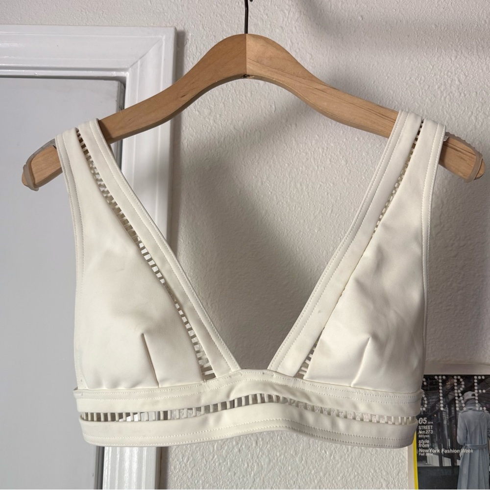 ZIMMERMANN white lattice trim bikini cropped tank swim beach top